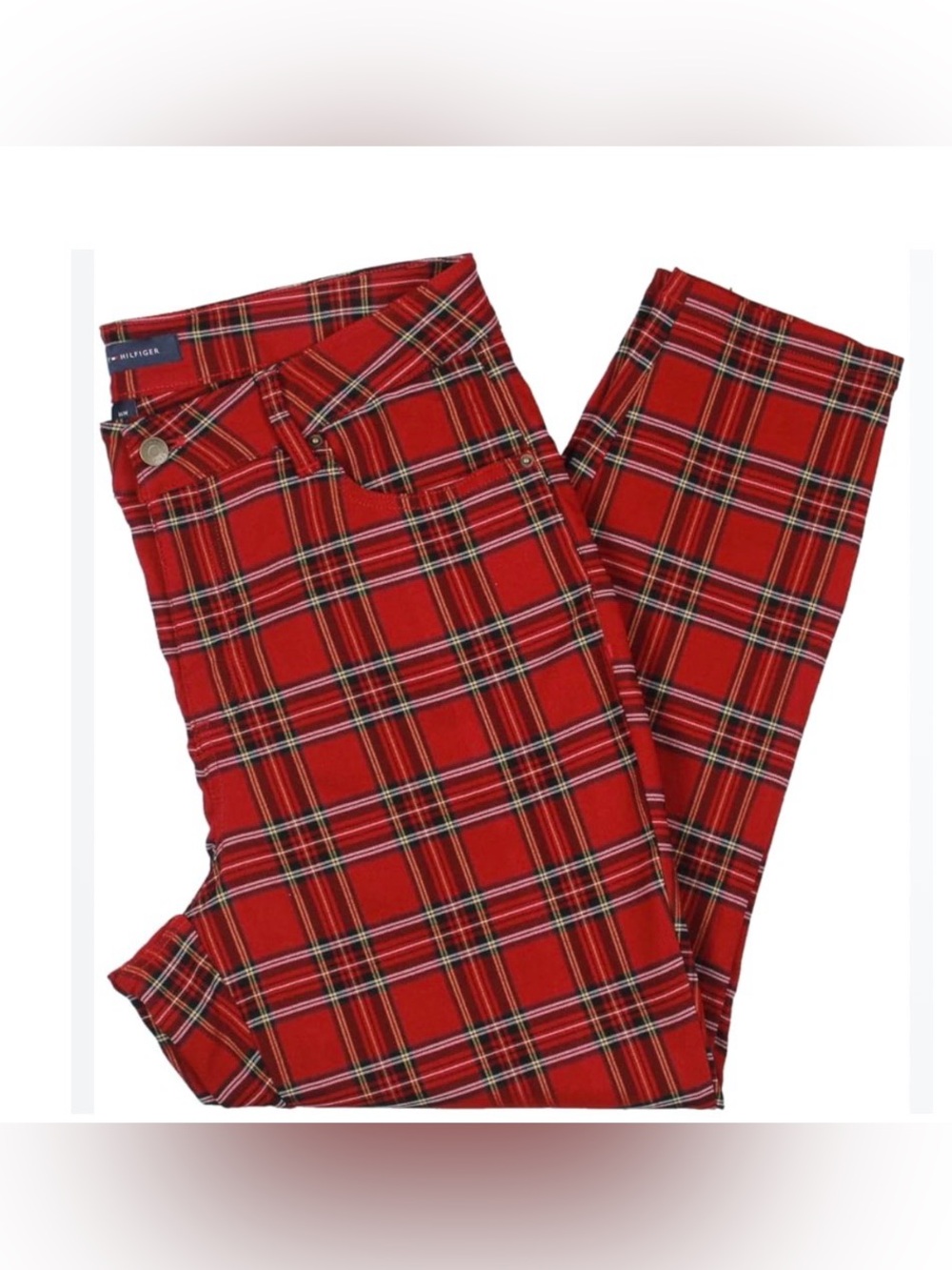 Tommy Hilfiger Red Tartan print Plaid Skinny Pants